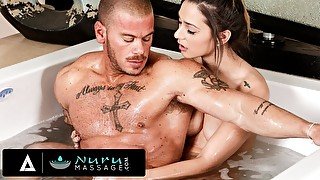 NURU MASSAGE - Jaye Summers Sucks And Rides Hard His Huge Cock To Reassure Him