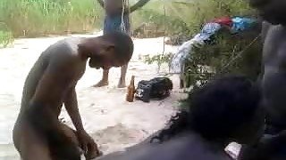 Africans in the savanna fuck on camera