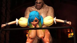 Beautiful female elf gets fucked by the big ogre in dungeon