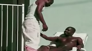 Beefy black studs ass fucking in a raunchy gay action