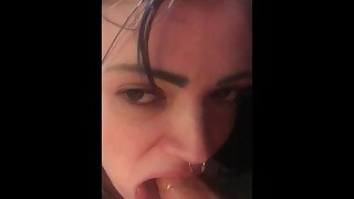 Blue hair sucking dick