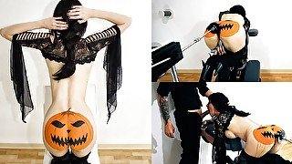 Halloween video 2022 - fucked by my anal sex machine until I piss with pleasure and throat pie blowjob