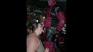 BBW deepthroats Deadpool's cock