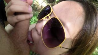 Brunette teen blowjob outdoor