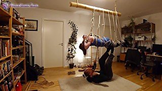 Girl in Shibari session Suspension with 3 transitions!