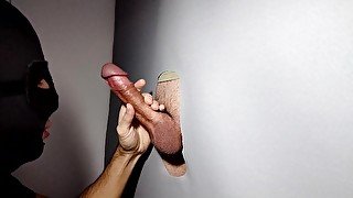 Hipster straight returns one more day to gloryhole, I gave him two blowjobs, part 1