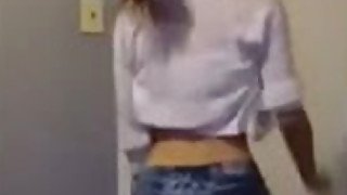 Hot ass shakes and twerks in y sister's room as she sets a camera