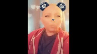 Bald girl smoking on snapchat