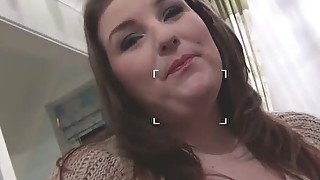 Fuck hungry raven haired plumper with droopy boobs came to suck her 4 eyed buddy off