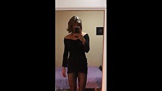 Just me rubbing my cock in a Black Tight Dress - CD