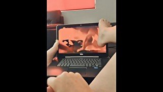 NATALIA HAZE alone watching her OWN VIDEO for a QUICK SOLO CUM