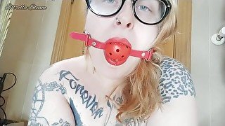 Gag and a lot of saliva