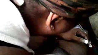 My amateur black lady giving me head on cam really quick