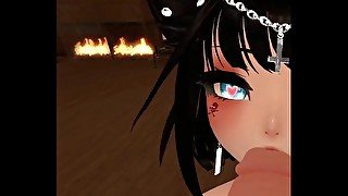 POV VTuber Anime girl sucking your dick