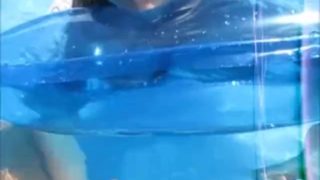 mom sneaks step son underwater handjob & cum underwater swiming in public