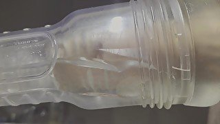 Cumming inside clear flesh lite. Extreme closeup.