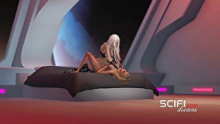 Sci-Fi pleasure. Hot 3d shemale having a good time with a lesbian