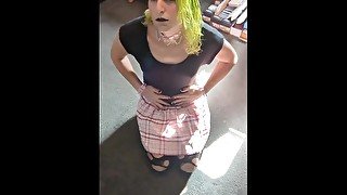 Sexy Punk Transgirl Jerking Off On the Floor