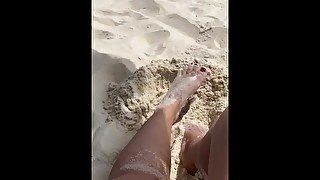 FOOT play on the beach in the SAND! See more at onlyfans//hellkitten8369