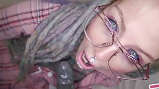 Hot Nerdy Tattoo Teen In Glasses Anal Fuck POV - Gape, Deepthroat, Cumshot