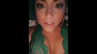 Hot babe talks dirty while touching her wet tasty pussy and cums all over her bed 💦🥵💋