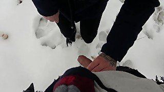 Approaching a German girl in the winter for a POV BJ