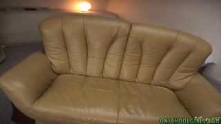 Horny schoolgirl Konomi finger fucks herself on the couch