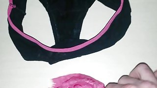 Cumming on black cotton panties