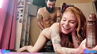 Slutty Delphoxi Rides Dildo and Sucks Dick in Mirror