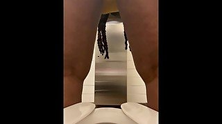 EBONY HOLDING IN HER PEE AND PISSING FOR SOMEONE WHILE AT WORK