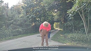 sissy vivian tootinyforher exposed as public car park slut nude microclitty chastity cage walk 1