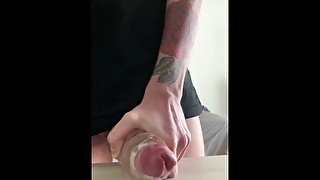 fucking my stroker and moaning (thick cum)