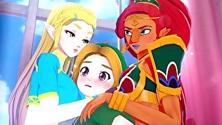 ZELDA AND URBOSA THREESOME WITH LINK 😏 THE LEGEND OF ZELDA HENTAI