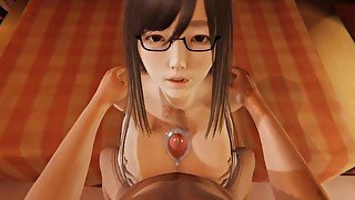 Geek Japanese Waifu BIG BOOBS blowjob & cowgirl