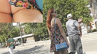 Hawt redhead playgirl in street uskirt vid