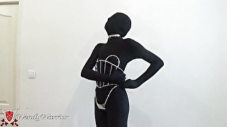 Steel Iron Maiden Corset over black zentai