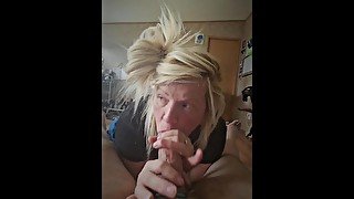 Blonde Sucks Big Uncut Cock Before Husband Comes Home