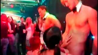 Party hookers blowing strippers cocks at orgy