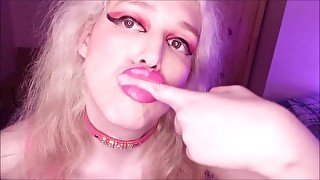 Bimbo Tgirl Shows Off Her Newly Filled Fake Lips