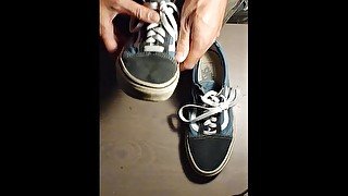 Her blue Old Skool Vans feel amazing on my cock