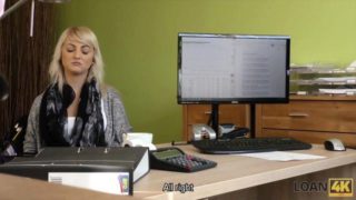 Blonde slut Kate Rose fucked in office