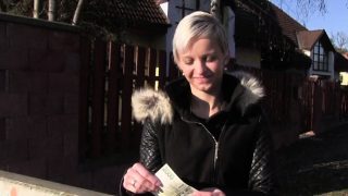 Euro blonde bangs huge cock for money