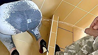 Guy Pee on My Ass in Leggings a lot and I to Wetting my Pants