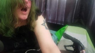 Trans Goth Girl in frilly Doll Dress Masturbates Through Clothes 4K