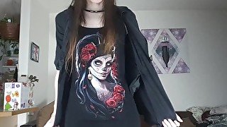 Goth girl strips for you - and she's got a secret