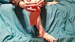 Sexy feet massage with lotion