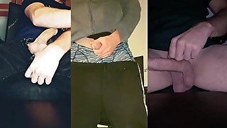 3 old jerkoff buddies still watch each other masturbating online while wife is gone working