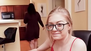 Cute nerd Jadyn Hayes enjoys fucking with a handsome friend