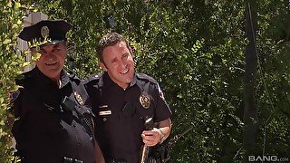 Outdoor fun with the cops for a horny wife