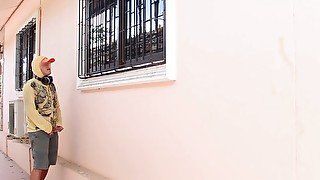 Neighbor spy on sex by window and masturbate - creampie for happy guy :-)